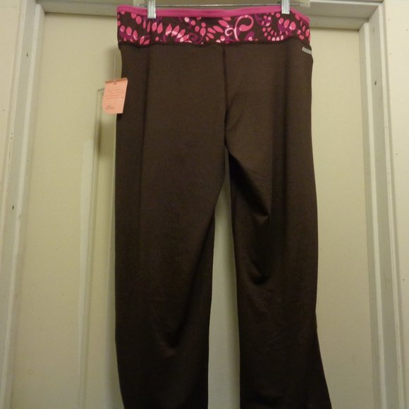 NEW W TAG DANSKIN NOW BROWN & PINK STRETCH YOGA PANTS 8/10 - Picture 3 of 3